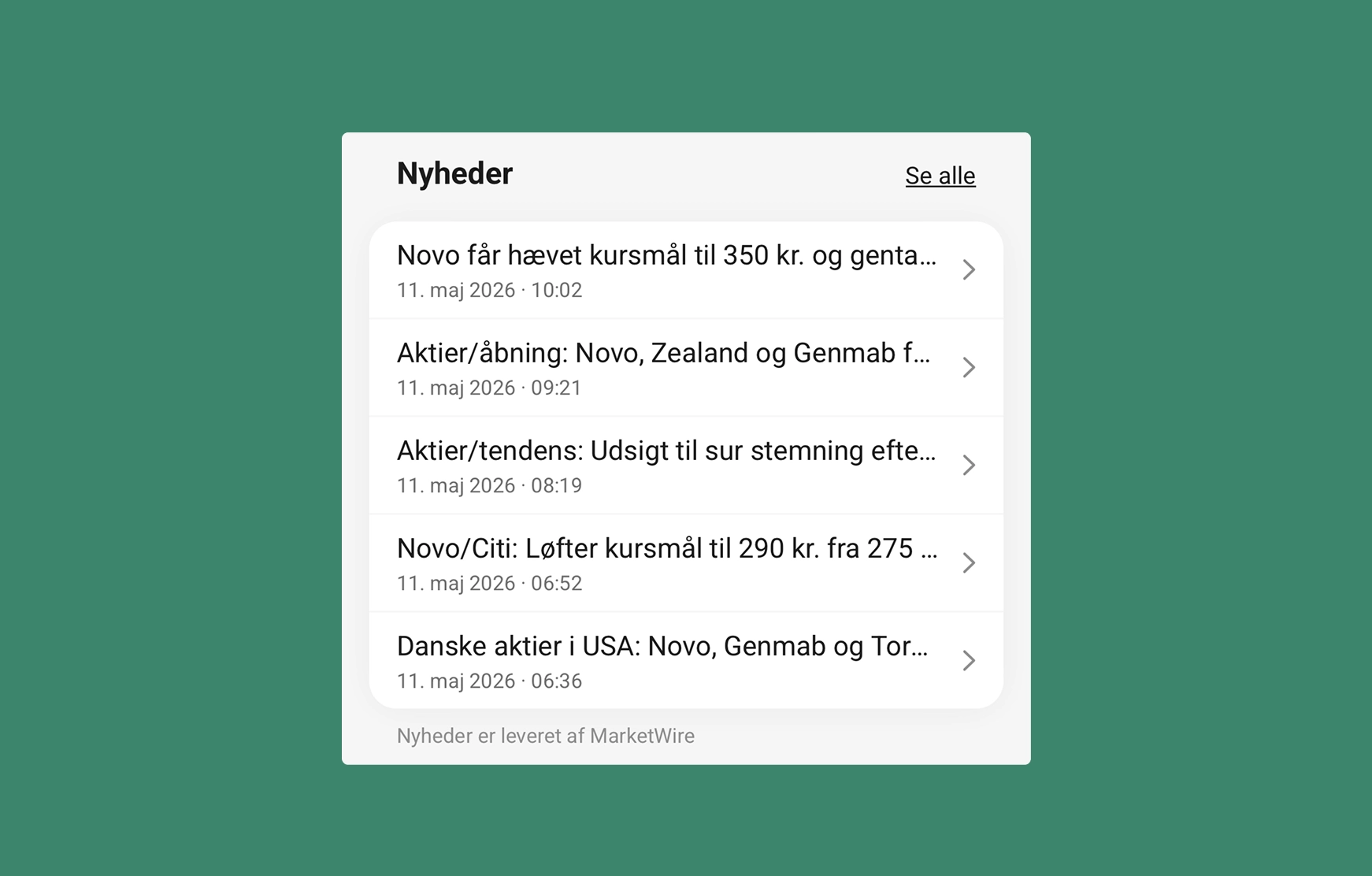 Følg nyheder fra markedet