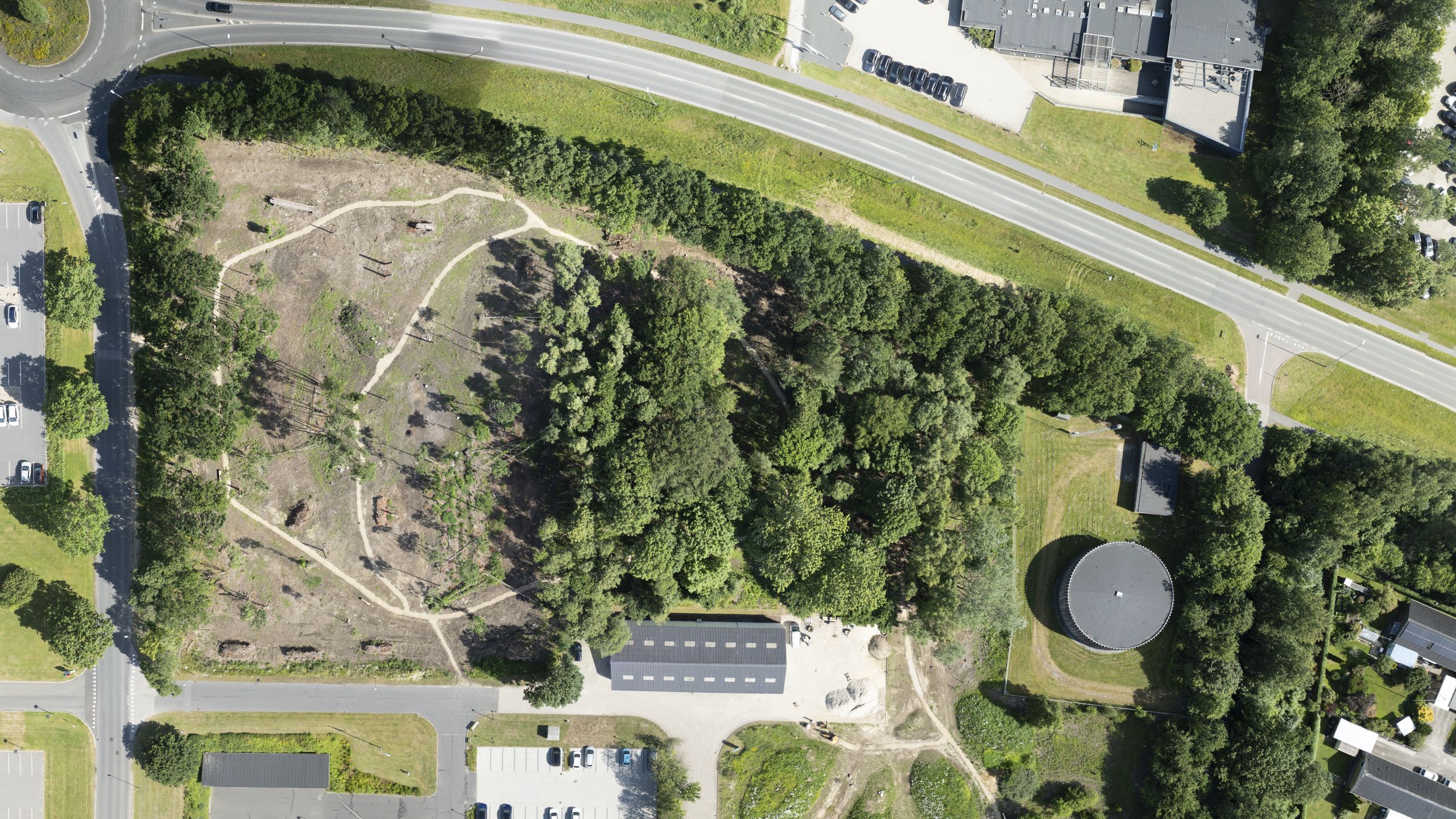 Dronebillede af Natursporet i Silkeborg