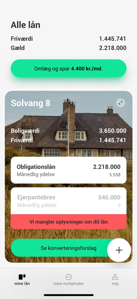 Screendump af Bedste Lån - alle lån