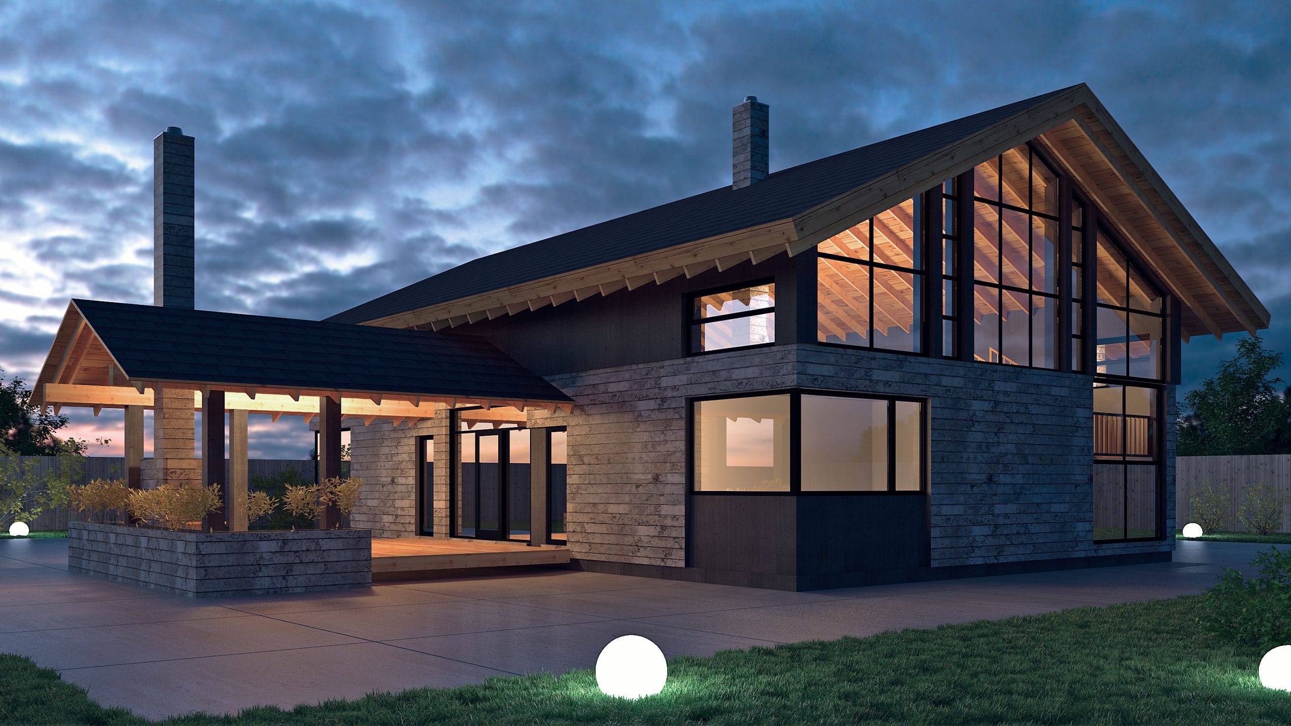 Moderne parcelhus med have