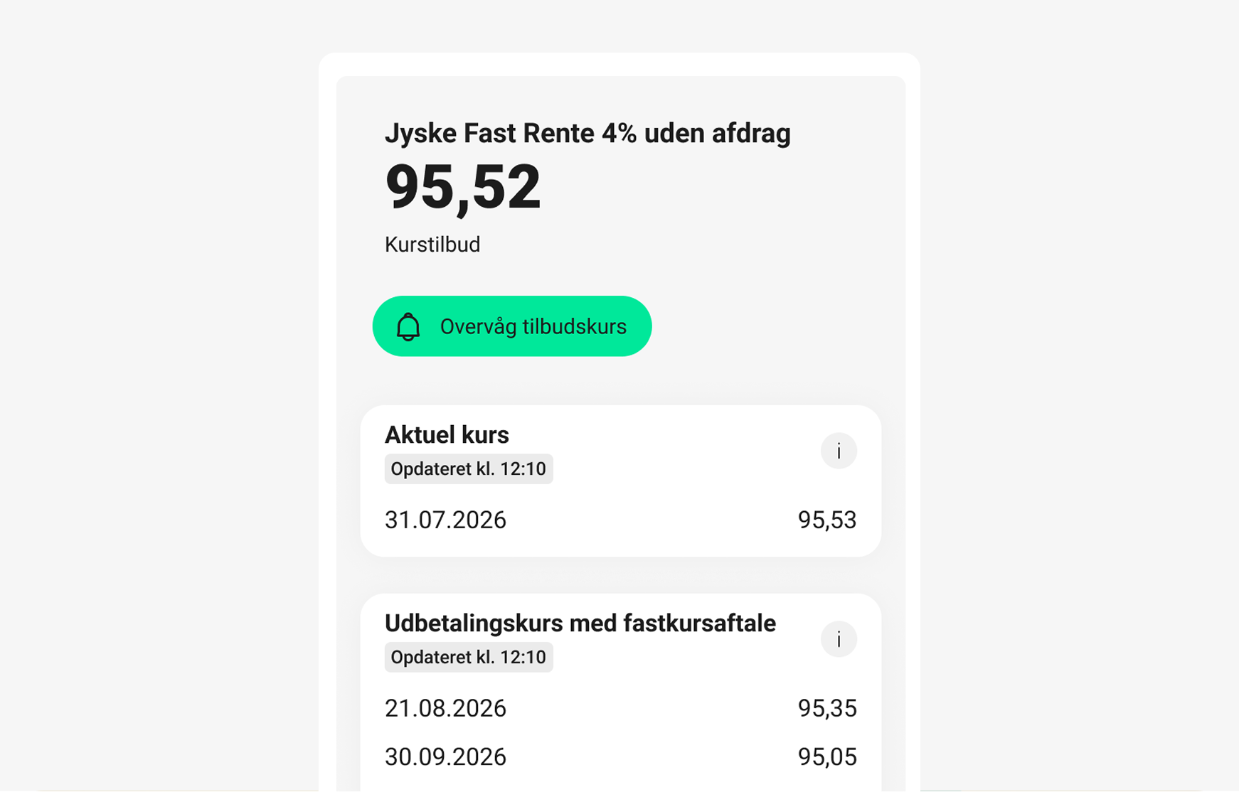 Se aktuelle kurser og opret en kursovervågning