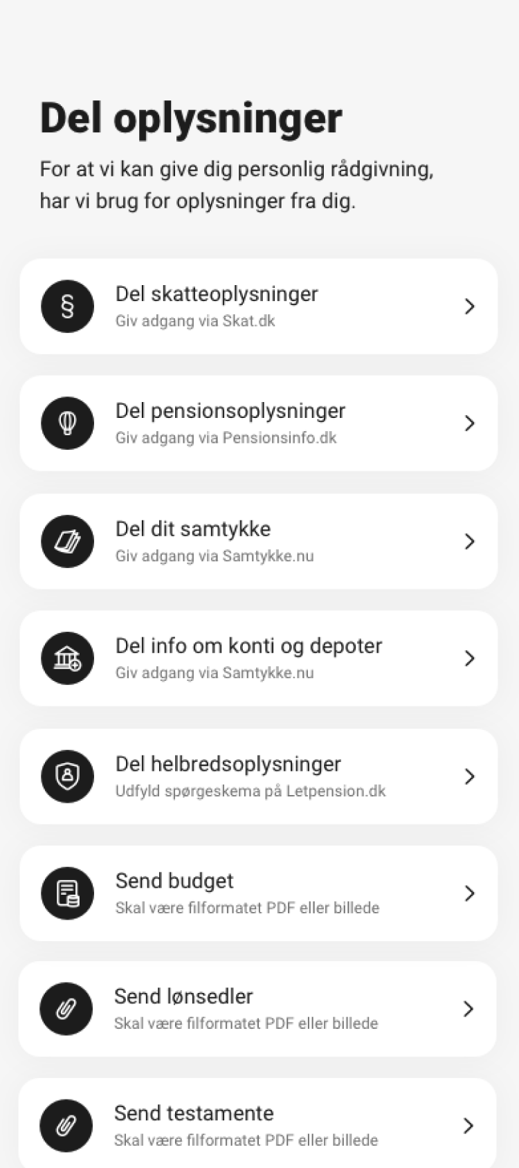 Oplysninger, som banken kan få brug for