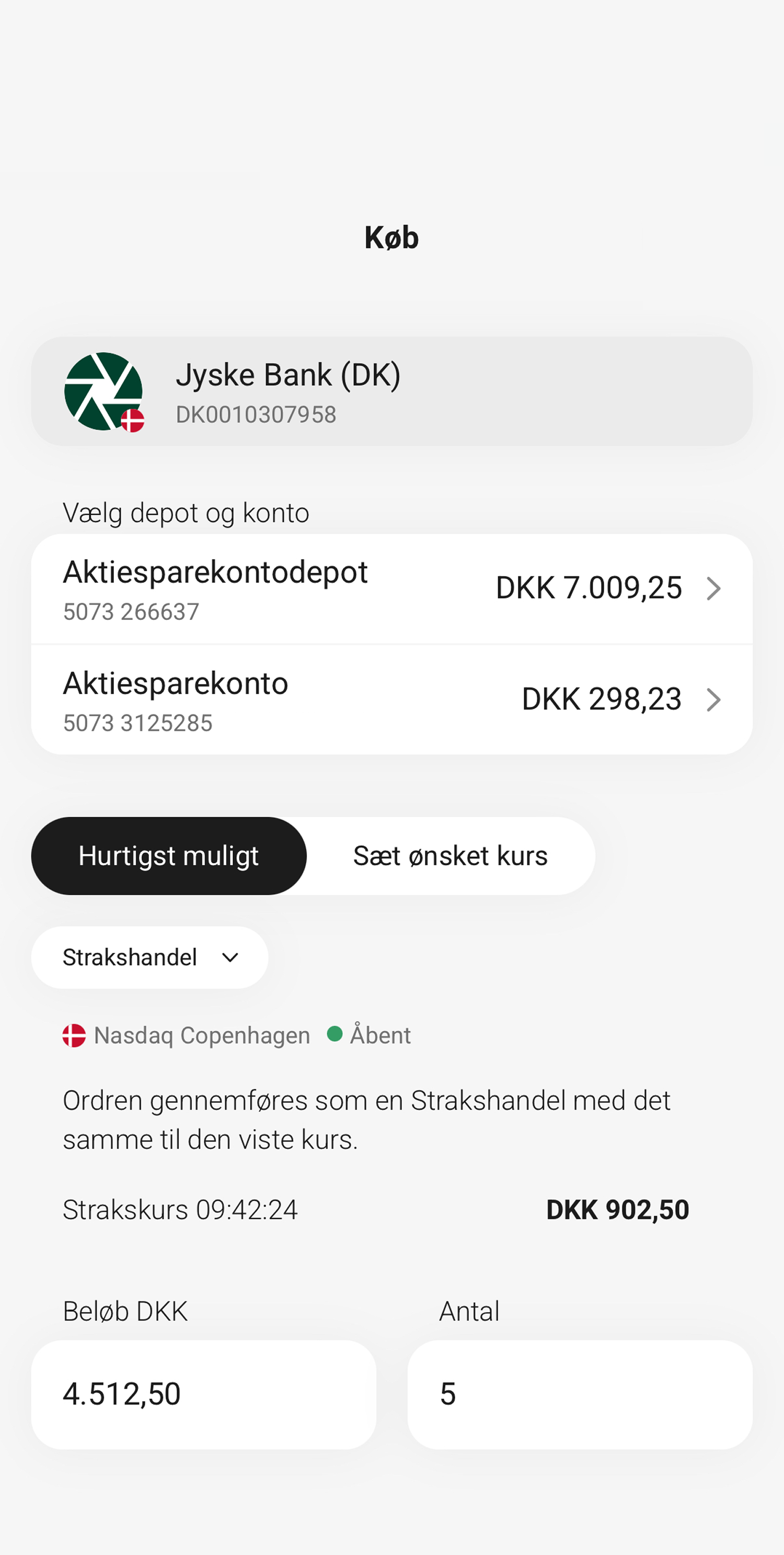 skærmbillede fra mobilbanken