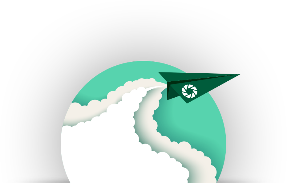 Grafik med papirflyver og skyer