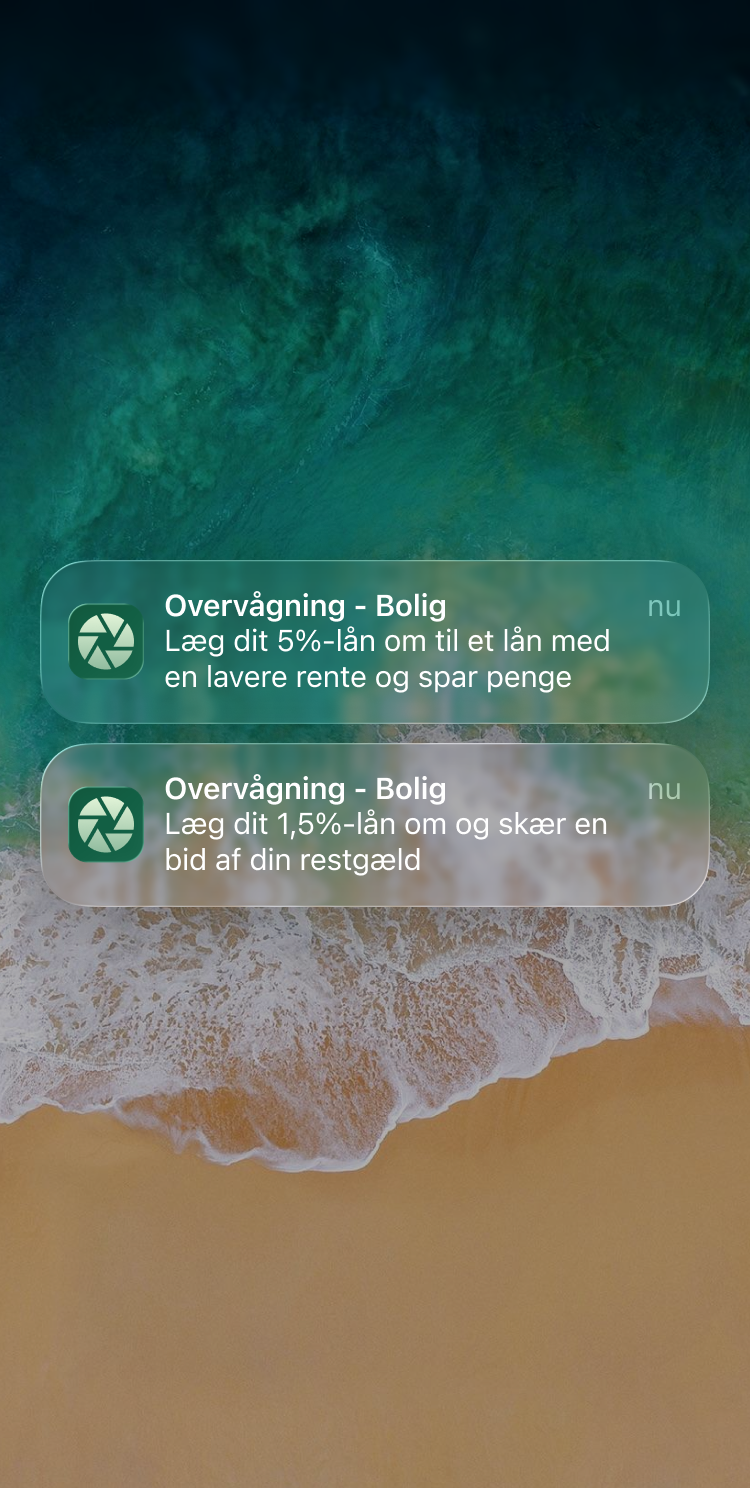 Besked fra net- og mobilbanken om omlægning af boliglån