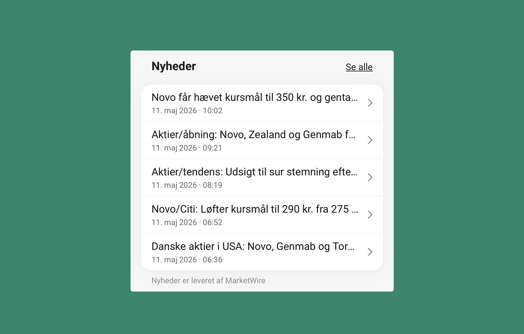 Følg nyheder fra markedet
