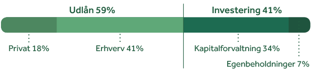 Udlån 59%, investering 41%